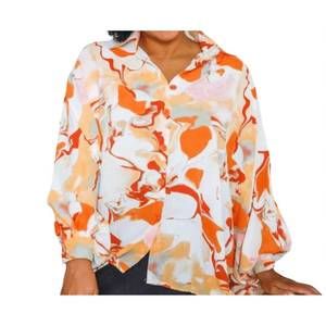 NEW QMP MODA bloom sleeve floral top in orange